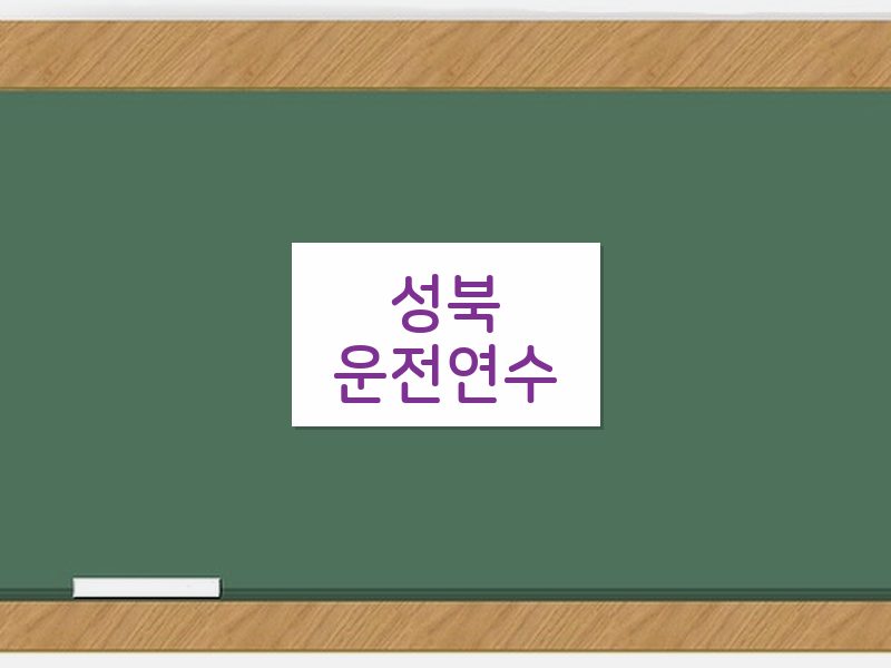 성북운전연수 후기