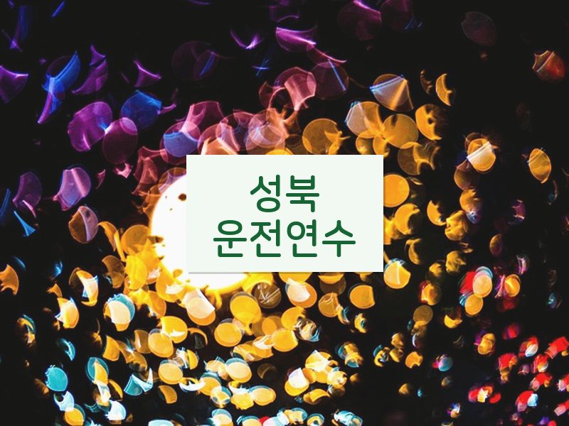 성북운전연수 후기